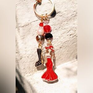 Pretty lady/high fashion Red and Gold Fashion Keychain